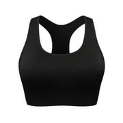 Mrat Sports Bra with Sewn in Pads Women's Comfort Workout Sports Bra Low-Impact Activity Sleep Bras Racerback Sports Bra Seamless Padded Yoga Bra S-17 Black M